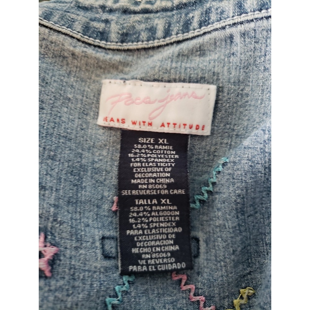 VTG Paco Jeans Denim Jacket Women XL Embroidered Stretch Retro Y2K Deadstock NWT - Picture 13 of 13